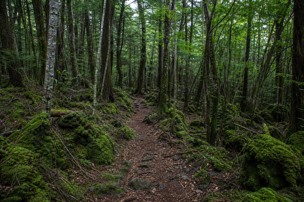 Aokigahara Forest at the base of Mount Fuji