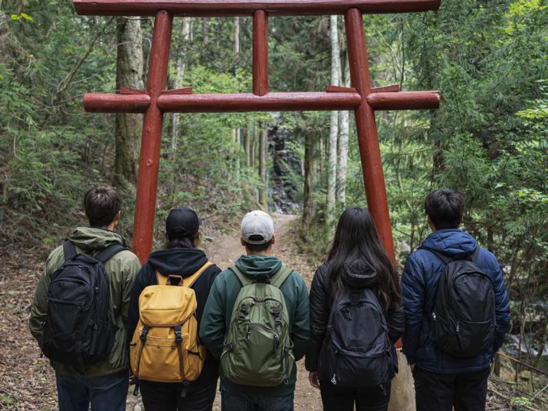 our team in Aokigahara Forest